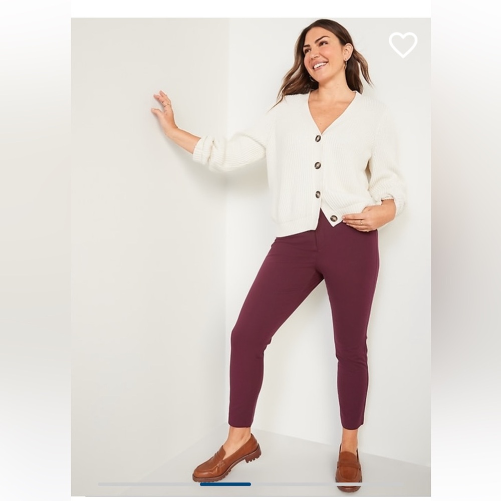 Old Navy Burgundy/Maroon High Rise Pixie Petite Fit Pants 4p - Picture 6 of 6